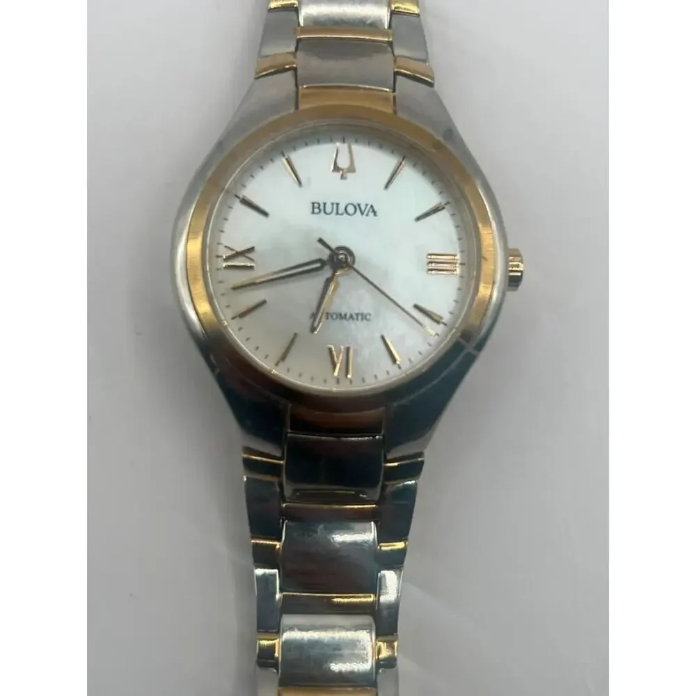 Bulova Classic 98L297 Women's Automatic 34mm Mother of Pearl Two-Tone Watch Used